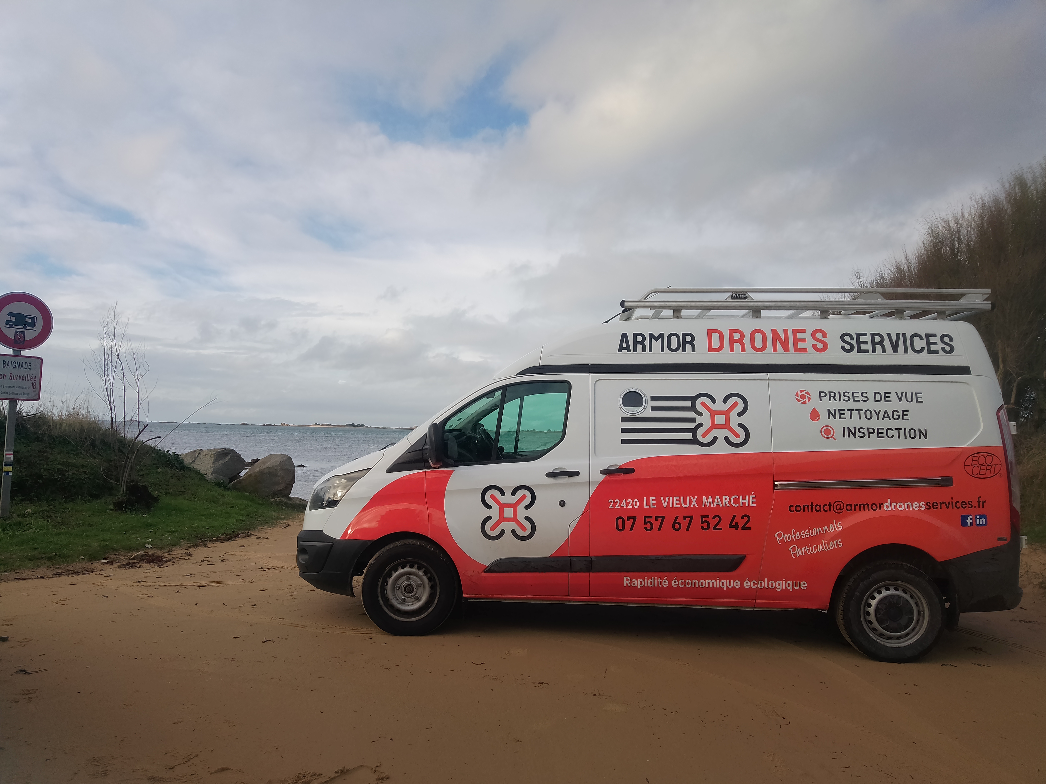 Camion Armor Drones Services — Véhicule d'intervention démoussage par drone en Côtes-d'Armor